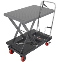 Hydraulic Lift Table Cart, 330lbs Capacity 28.5" Lifting Height, Manual Single Scissor Lift Table with 4 Wheels and Non-slip Pad, Hydraulic Scissor Cart for Material Handling,