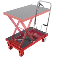 Hydraulic Lift Table Cart, 500lbs Capacity 28.5" Lifting Height, Manual Single Scissor Lift Table with 4 Wheels and Non-slip Pad, Hydraulic Scissor Cart for Material Handling,