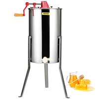 Manual Honey Extractor, 3 Frames Honey Spinner Extractor, Stainless Steel Beekeeping Extraction, Honeycomb Drum Spinner with Lid, Apiary Centrifuge Equipment with Height Adjustable