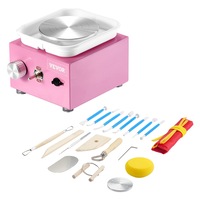 Mini Pottery Wheel Electric Ceramic Wheel Machine 0-320RPM Speed Pink