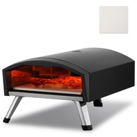 Outdoor Pizza Oven, 12" Gas Fired Pizza Maker, Portable Outside Pizza Grill with Thickened Cordierite Pizza Stone, Waterproof Cover, Iron Spray Gas Oven with Foldable Leg for Camping &