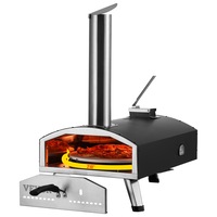 Outdoor Pizza Oven, 12" Wood Fired Pizza Ovens, Pellet Pizza Stove with Built-in Thermometer, Heat to 540°C, with Thickened Cordierite 210° Rotating Pizza Stone, Carry Bag, Shovel, Portable Pizza