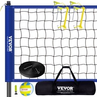 Outdoor Portable Volleyball Net System, Adjustable Height Steel Poles, Professional Volleyball Set with PVC Volleyball, Pump, Carrying Bag, Heavy Duty Volleyball Net for Backyard, Beach,