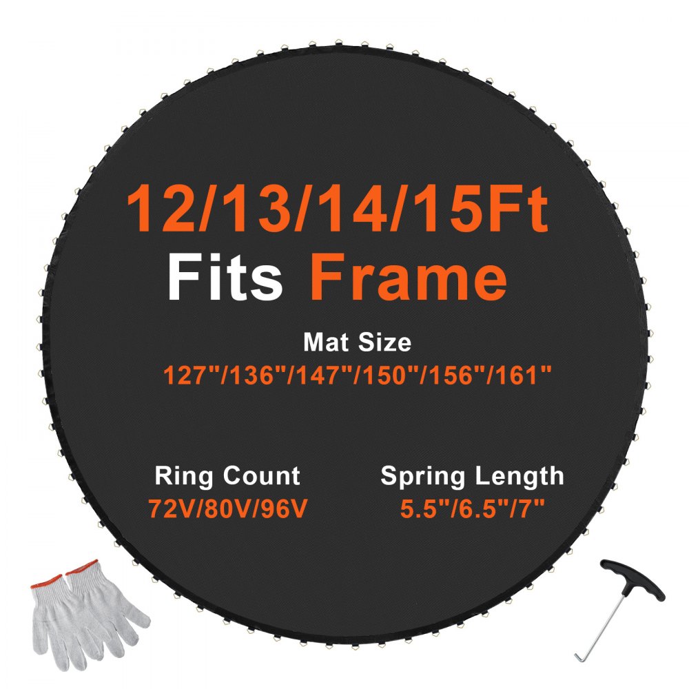Replacement Trampoline Mat For 13ft Round Frames - 72 V-Rings, Fits 5.5" Springs