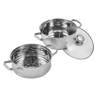 Steamer Pot, 22cm Steamer Pot for Cooking with 3QT Stock Pot and Vegetable Steamer, Large Capacity Stainless Steel Food Steamer Cookware with Lid for Gas Electric Induction Grill