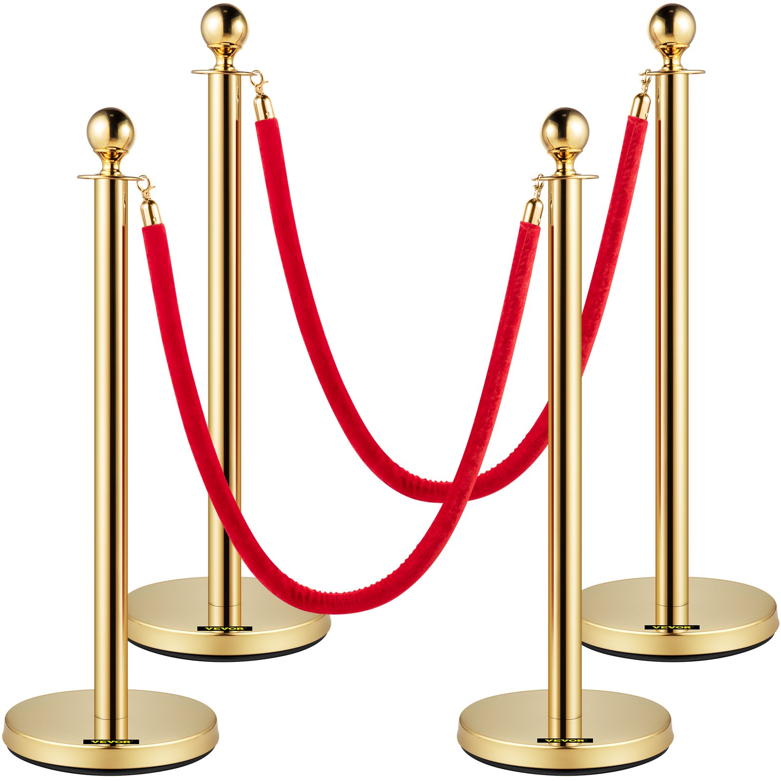 Cor Ropes Ball Buy Velvet Ropes and Posts, 5 ft/1.5 m Red Rope, Stainless Steel Gold ...