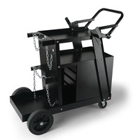 Welding Cart, 2-Tier 4 Drawers Welder Cart with 265 LBS Weight Capacity, 360° Swivel Wheels, Tank Storage Safety Chains, Heavy Duty Rolling MIG Welder Cart for Mig Welder and Plasma