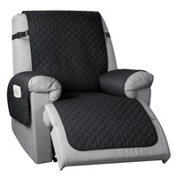Recliner Chair Cover Waterproof and Non Slip Strap Sofa Couch Cover Black