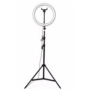 Selfie Circle Lamp 10 LED Ring Light Tripod Phone Holder Stand Dimmable Diva
