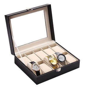 Watch Box Organizer 12 Grid Leather Case Display Jewelry Showcase Storage
