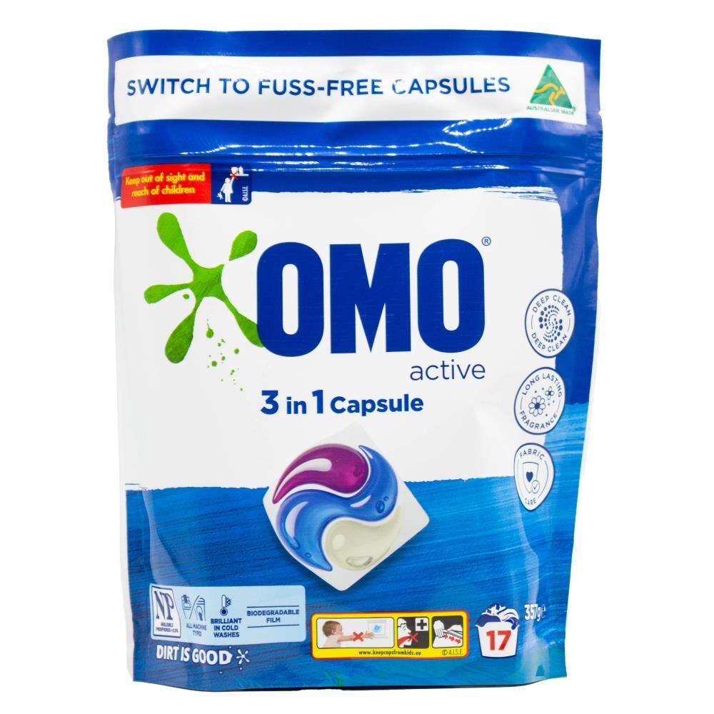 Omo Blue Buy OMO 3-in-1 Laundry Capsules Active Scent Pack of 17 - MyDeal Australia