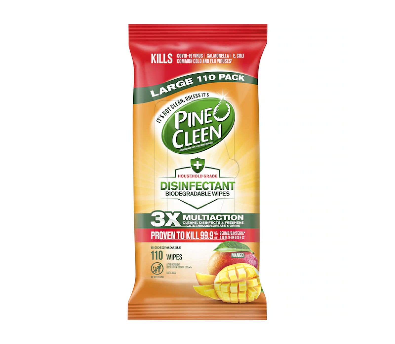 Buy Pine O Cleen Disinfectant Biodegradable Wipes Mango Pack of 110 ...