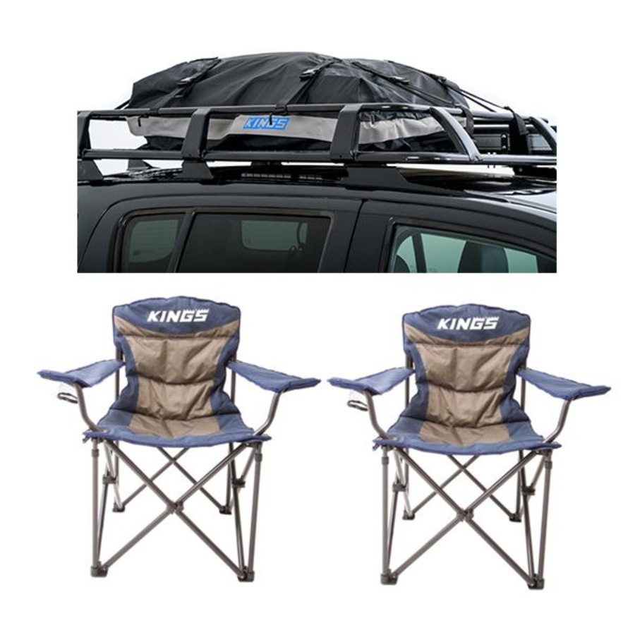 2x Adventure Kings Throne Camping Chair + Half-Length Premium Waterproof Rooftop