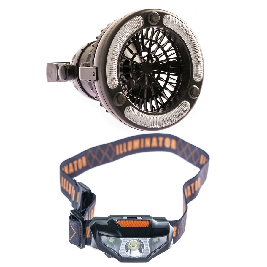 KINGS 2in1 LED Light & Fan + LED Head Torch 70m range