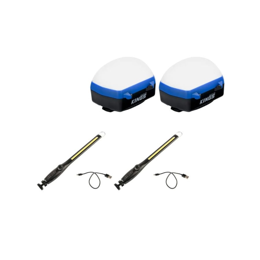 Adventure Kings 2x Rechargeable Lantern Light + 2x Rechargeable Lithium LED Worklight