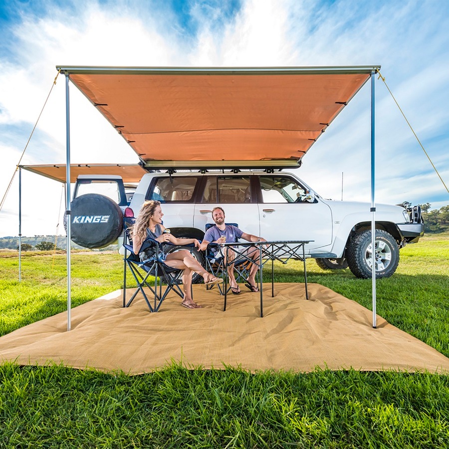 Adventure Kings Car Side Awning 2.5x2.5m + Illuminator 4 Bar Camping Light Kit
