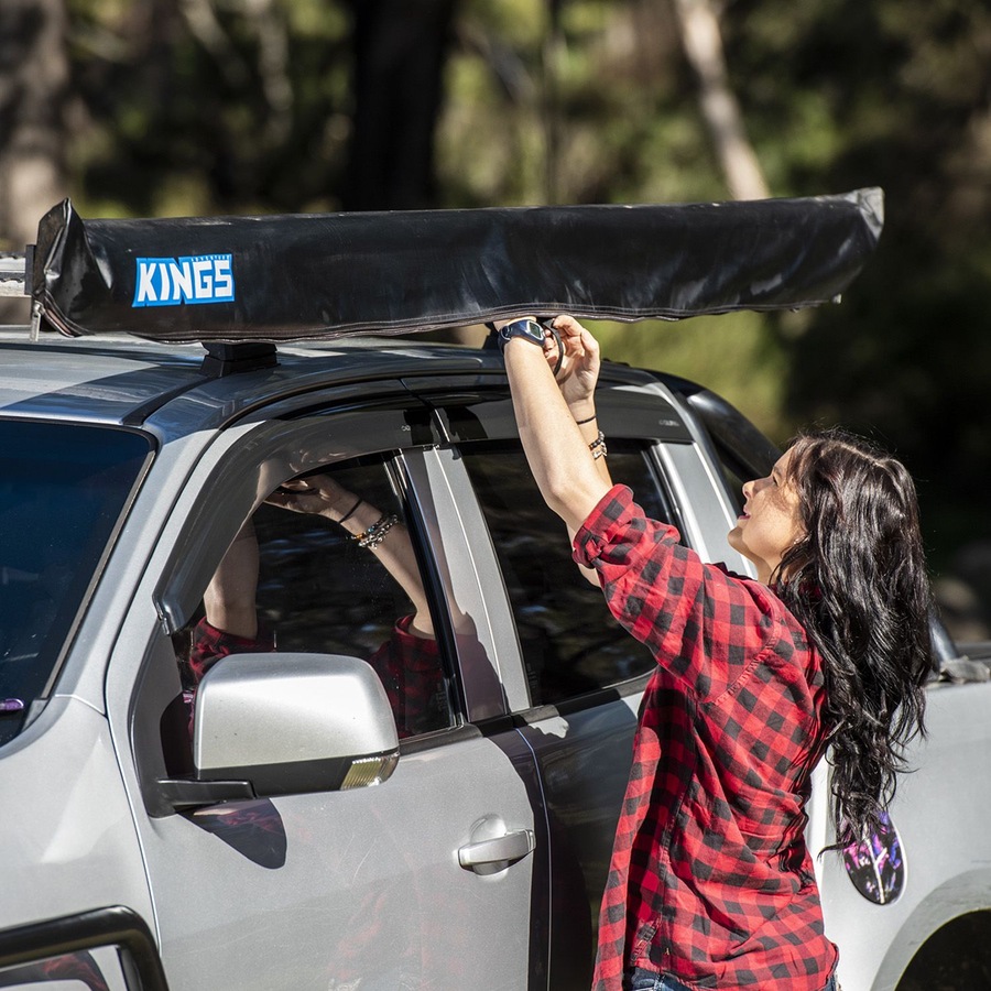 Adventure Kings Car Side Awning 2.5x2.5m + Illuminator 4 Bar Camping Light Kit