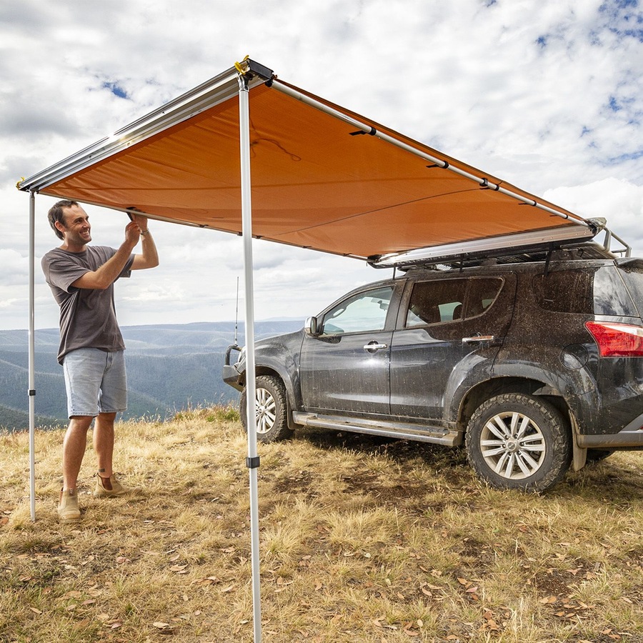 Adventure Kings Car Side Awning 2.5x2.5m + Illuminator 4 Bar Camping Light Kit