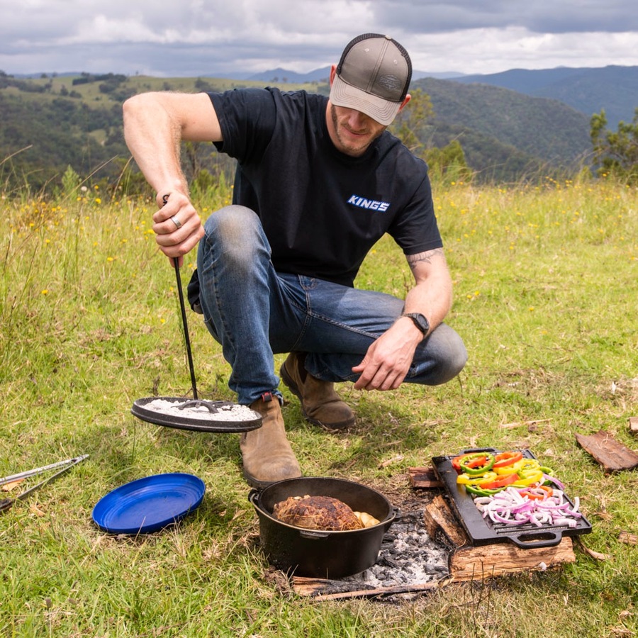 Adventure Kings Cast Iron Cooking Set + 37 Piece Six-Person Camping Picnic Set