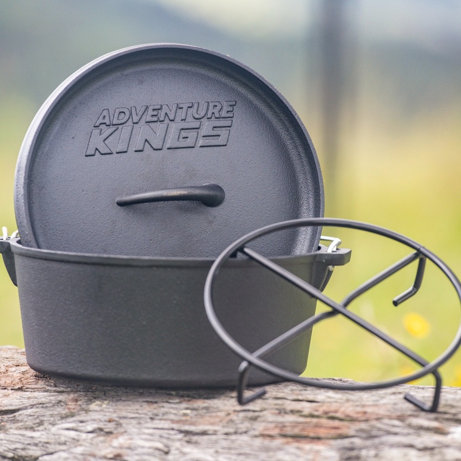 Adventure Kings Cast Iron Cooking Set + 37 Piece Six-Person Camping Picnic Set