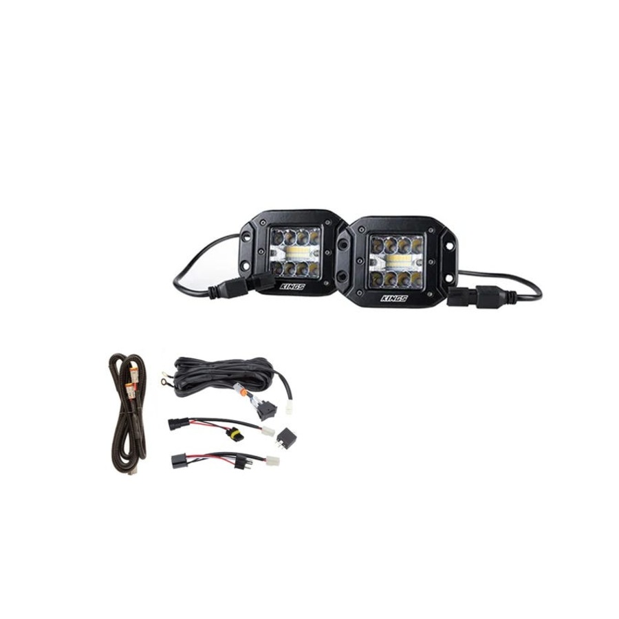 Adventure Kings Flush Mount Work Lights (Pair) Ute Tub Rack + Wiring Harness
