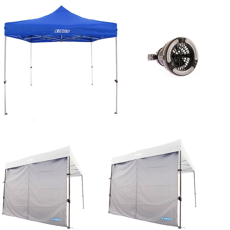 Adventure Kings Gazebo 3mx3m + 2x Gazebo Side Wall + 2in1 Camping LED Light Fan