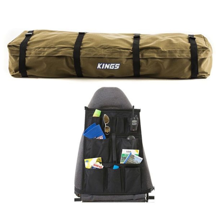 Adventure Kings Roof Top Canvas Bag + Car Seat Organiser Universal Fit Storage