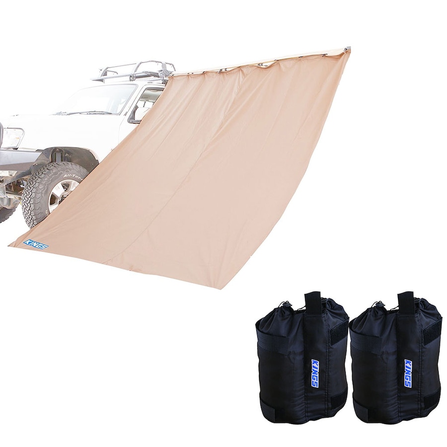 Adventure Kings Waterproof 2.5m Awning Side Wall Side Shade + Sand Bag Kit Pair