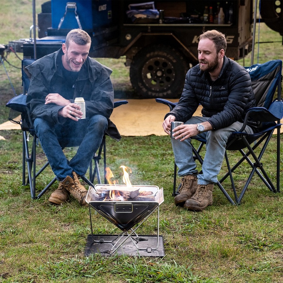 Adventure Kings Folding Fire Pit + Fire Pit Grill + Kettle