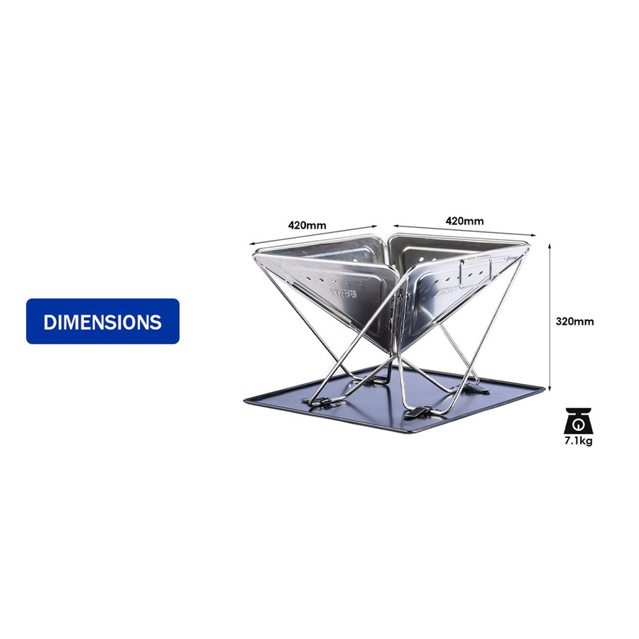 Adventure Kings Folding Fire Pit + Fire Pit Grill + Kettle