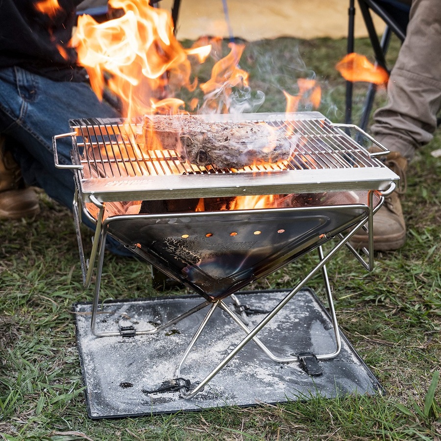 Adventure Kings Folding Fire Pit + Fire Pit Grill + Kettle