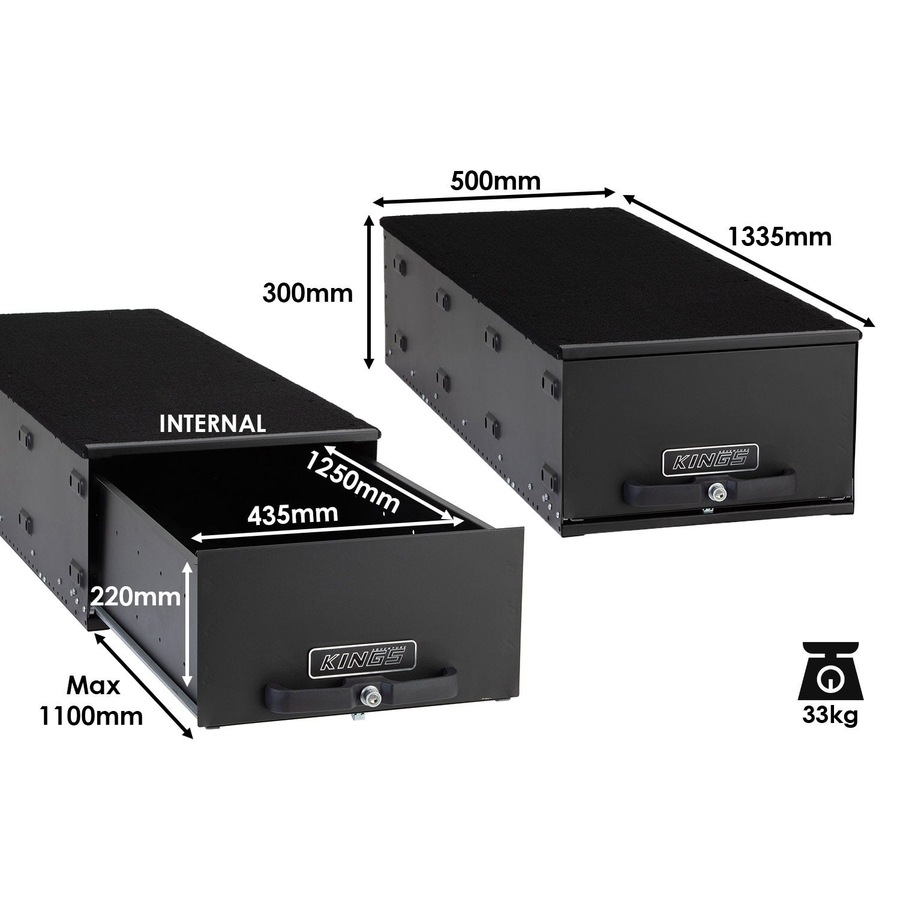 Kings 1300mm Kitchen Drawer-Camp cooking+ 1300mm Standard Drawer-ute rear drawer