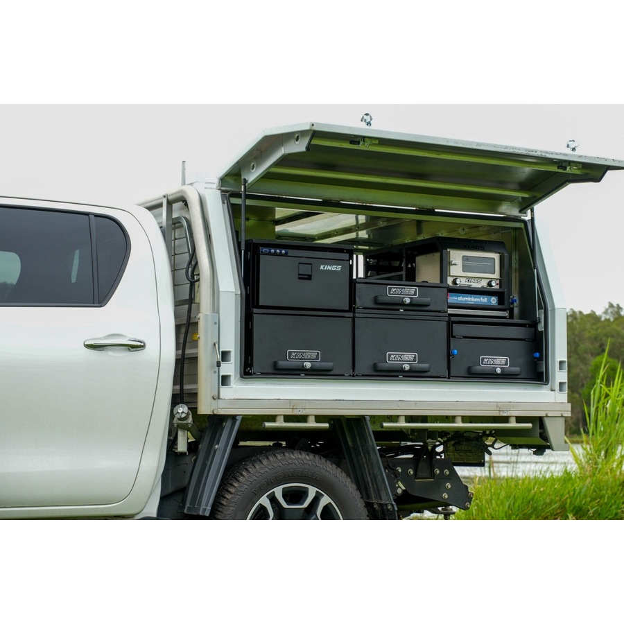 Kings 1300mm Slim Drawer - Modular Design - Heavy Duty Frame - Premium Black Finish - Stack 2 to match a Standard Drawer - Ute Rear Drawer