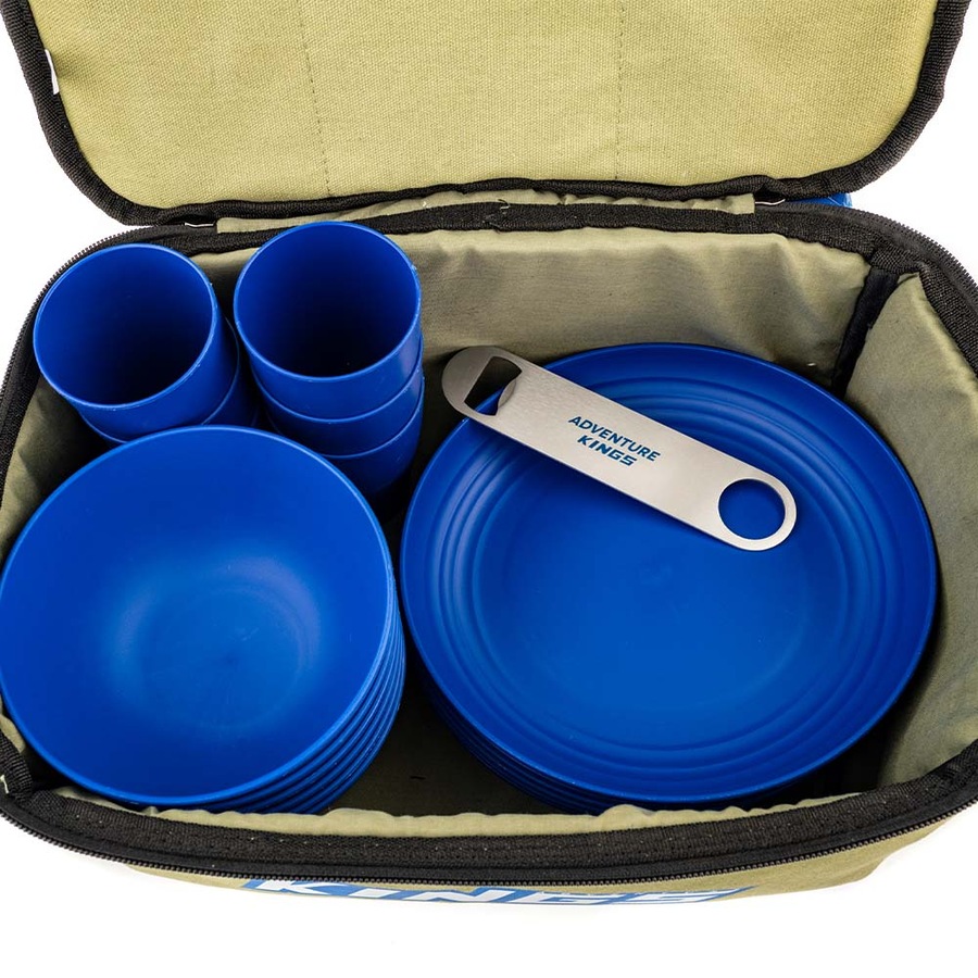 KINGS 37 Piece Six-Person Picnic Set Bonus Bottle Opener stainless-steel cutlery