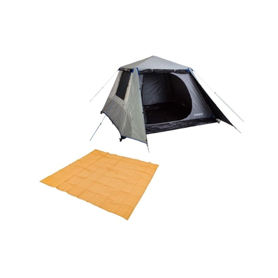 Kings 4-6 Person Tent Waterproof polyester quick set up+ Mesh Flooring - 3 x 3m