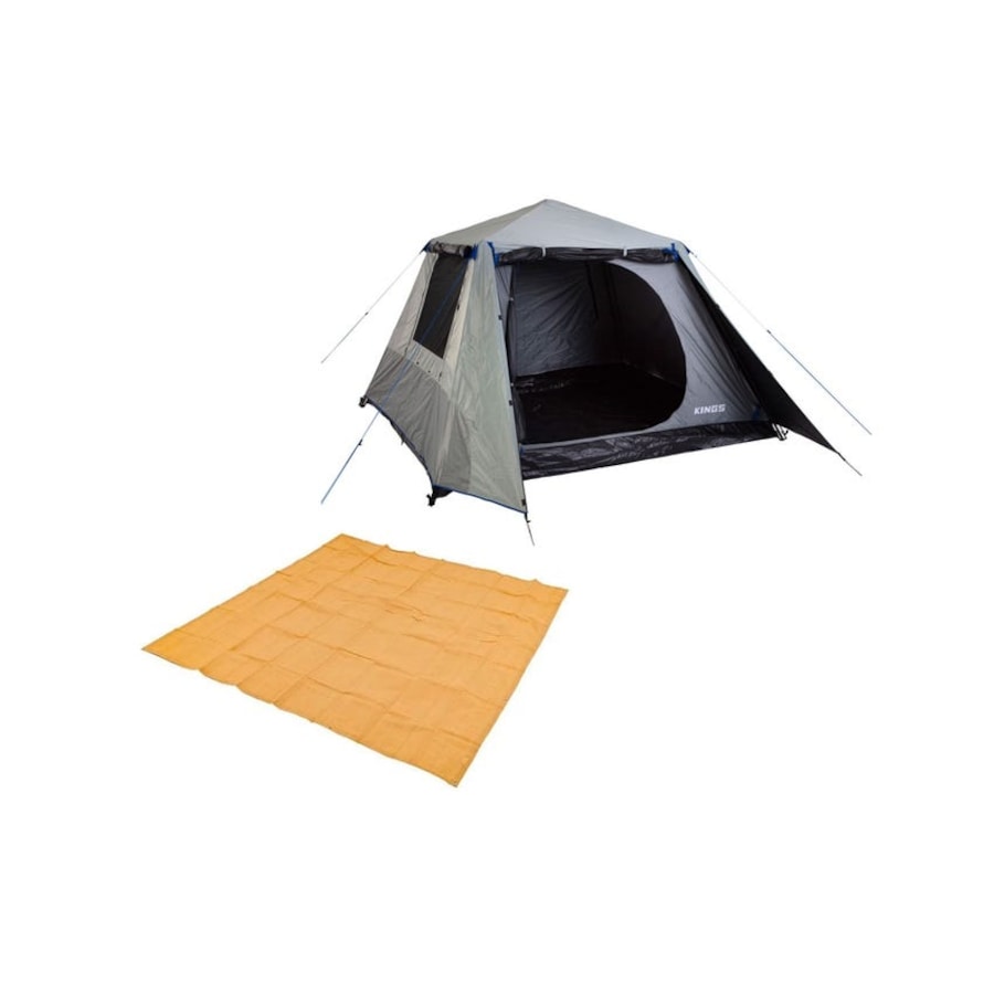 Kings 4-6 Person Tent Waterproof polyester quick set up+ Mesh Flooring - 3 x 3m