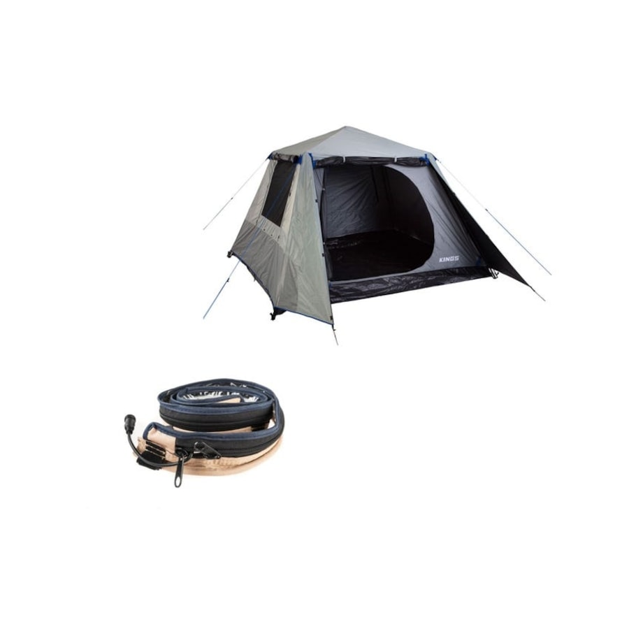 Kings 4-6 Person Tent Waterproof polyester quick set up+ Strip Light