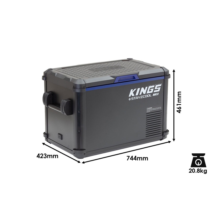 Kings 45L Stayzcool MKII Fridge/Freezer - Genuine AC/DC Compressor Technology - Fits 72 Cans