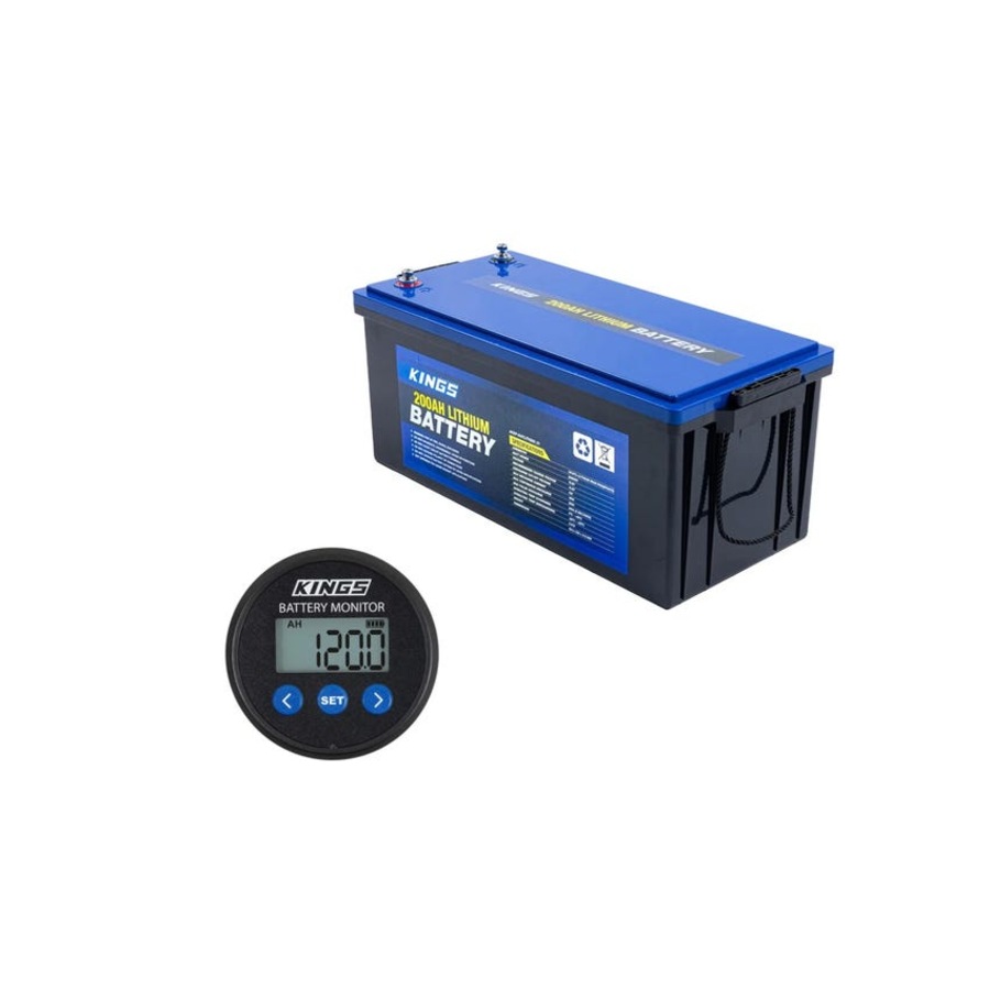 Kings 500A Battery Monitor with Shunt + 200Ah Lithium LiFePO4 Battery Prismatic Cell