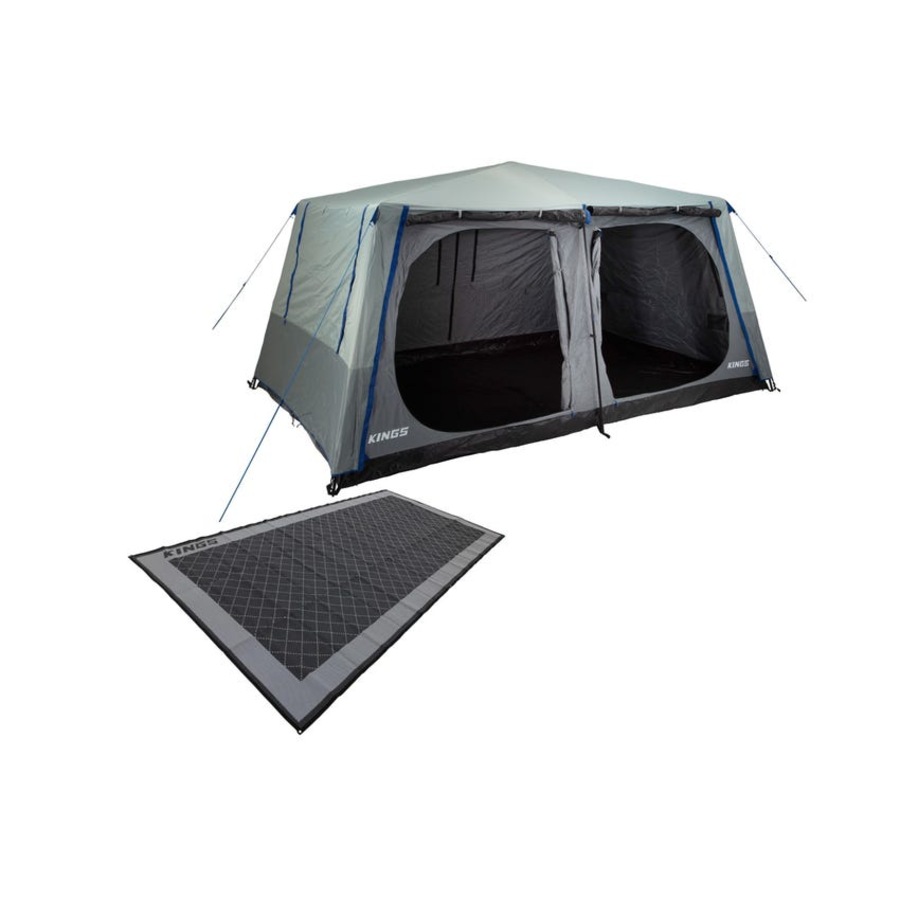 Kings 6-8 Person Tent polyester quick set up + Caravan Mat 5x2.4m