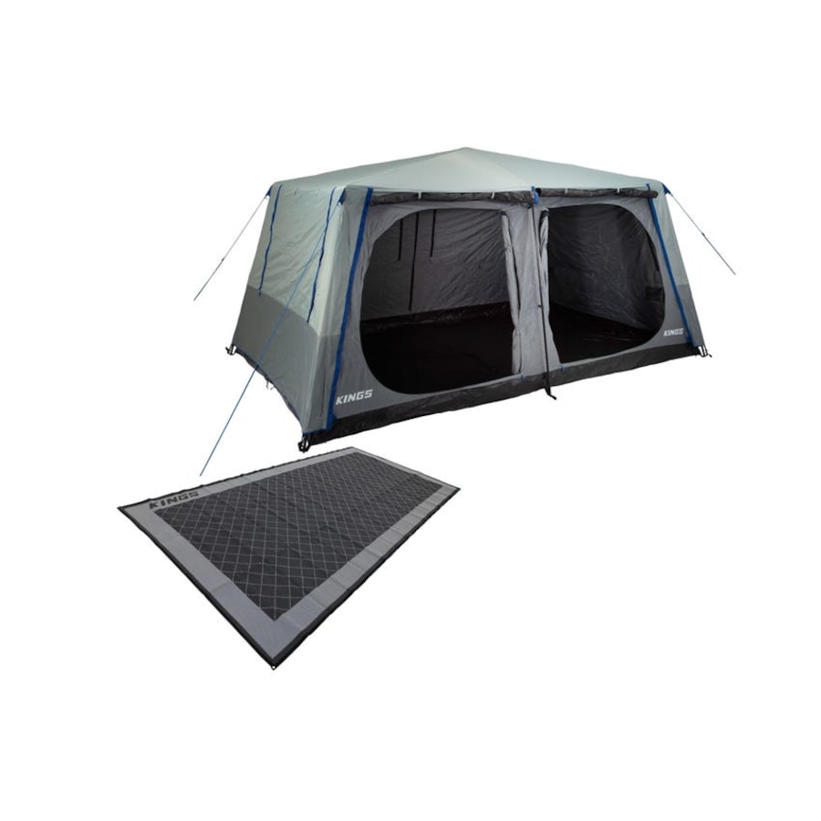 Kings 6-8 Person Tent polyester quick set up + Caravan Mat 5x2.4m