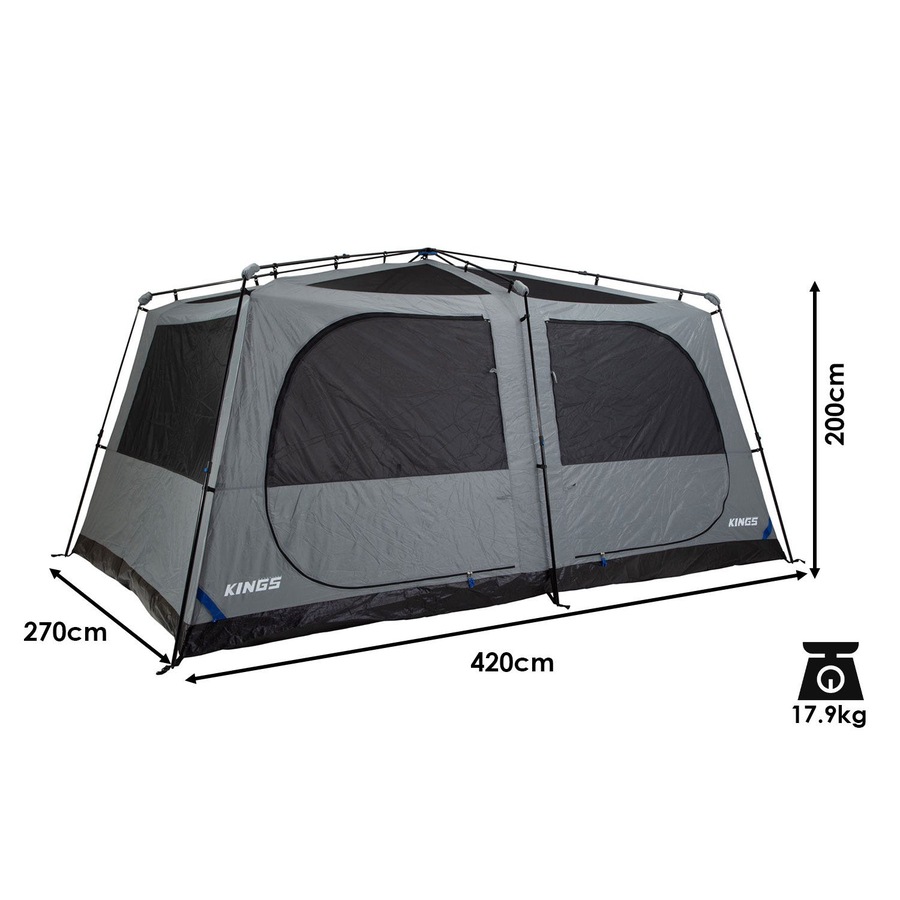 Kings 6-8 Person Tent polyester quick set up + Caravan Mat 5x2.4m