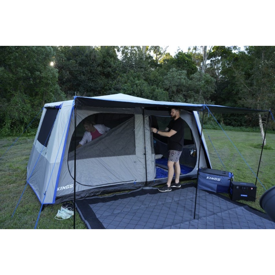 Kings 6-8 Person Tent polyester quick set up + Caravan Mat 5x2.4m
