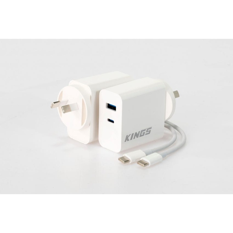 Kings 65W USB Charger USB C and USB A + 10,000mAh Lithium Portable Power Bank