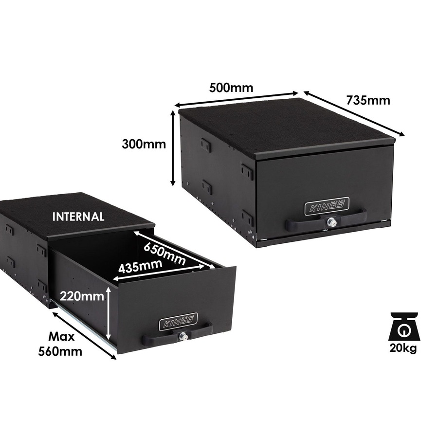 Buy Kings 700mm Standard Drawer -ute rear drawer + Drawer Dividers ...