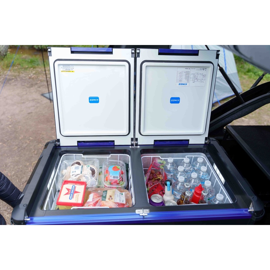 Kings 75L Stayzcool MKII Dual Zone Fridge/Freezer - 115 Can Capacity - Dual Side Opening Lid