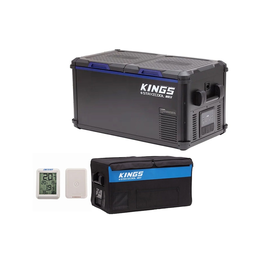 Kings 75L Stayzcool Portable Fridge/Freezer MKII + Cover 5 Yr Wrnty+ Wireless Thermometer