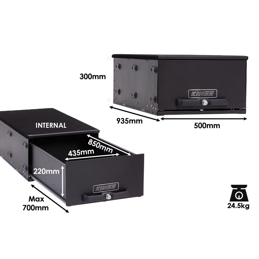 Kings 900mm Kitchen Drawer + 900mm Standard Drawer -ute rear drawer
