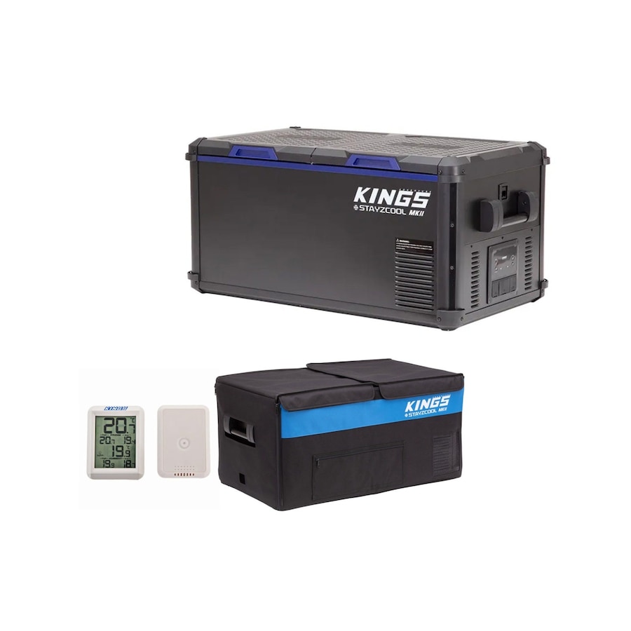 Kings 90L Stayzcool Portable Fridge/Freezer MKII 5 Yr Wrnty+ Cover + Wireless Thermometer