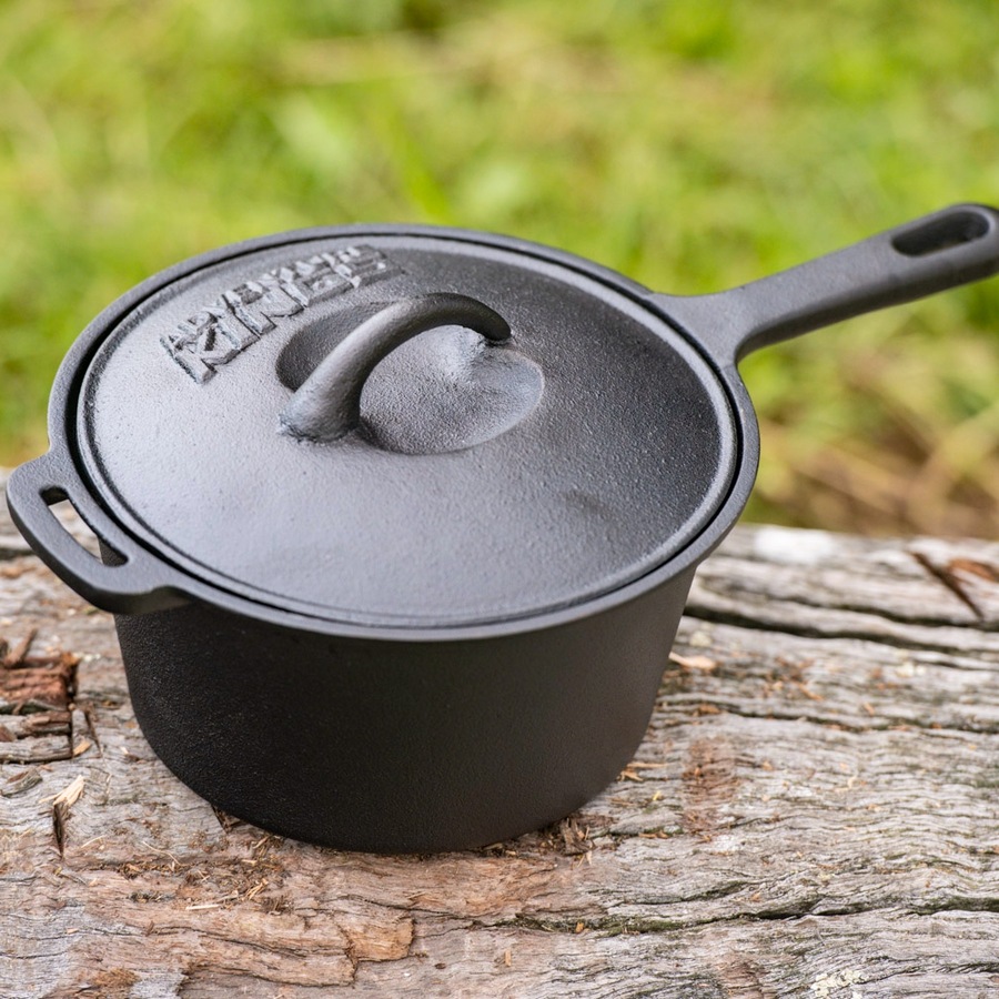 KINGS Cast Iron Cooking Set Dutch Oven Skillet Griddle Saucepan Trivet & Lifter